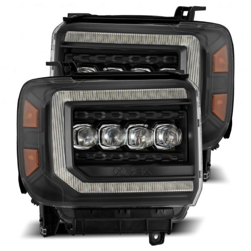 AlphaRex - ARX880617 - AlphaRex 14-18 GMC Sierra NOVA LED Proj Headlights Plank Style Black w/Activ Light/Seq Signal/DRL - Shipped in Europe - Tuningsupply.com