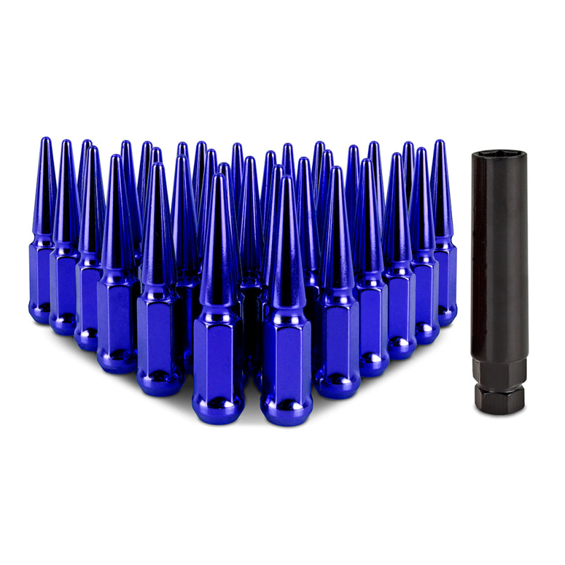 Mishimoto MMLG-SP1415-32BL - MISMMLG-SP1415-32BL - Mishimoto Mishimoto Steel Spiked Lug Nuts M14 x 1.5 32pc Set Blue - Shipped in Europe - Tuningsupply.com