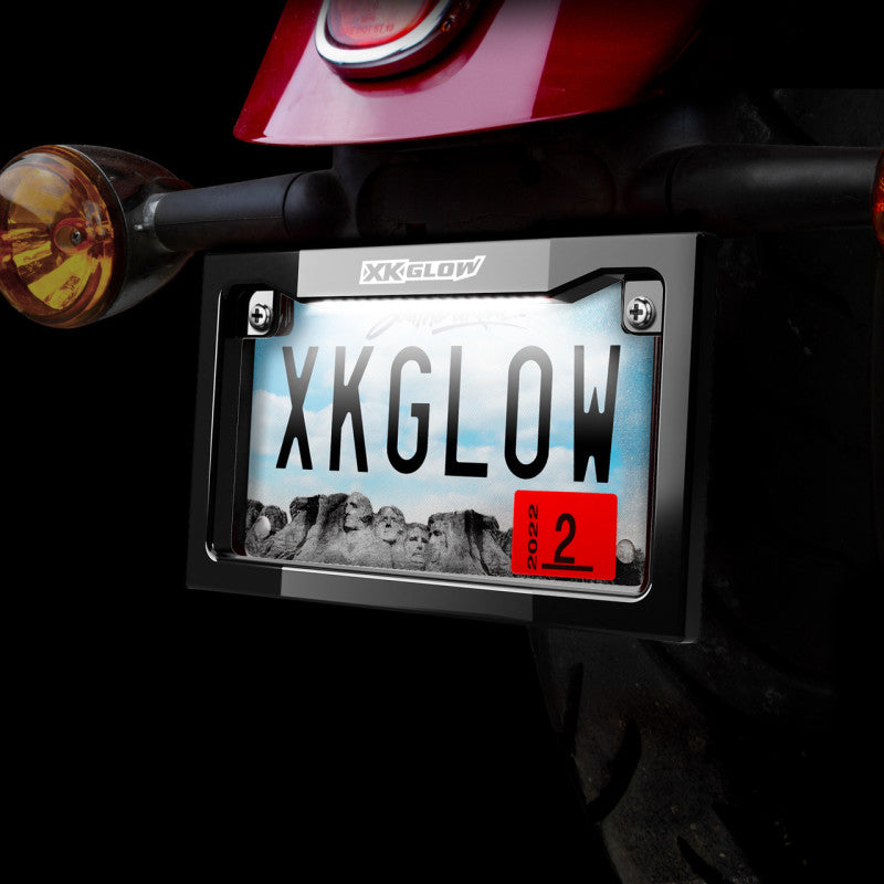XKGLOW XK034019-B - XKGXK034019-B - XK Glow Motorcycle License Plate Frame Light w/ White LED - Black - Shipped in Europe - Tuningsupply.com