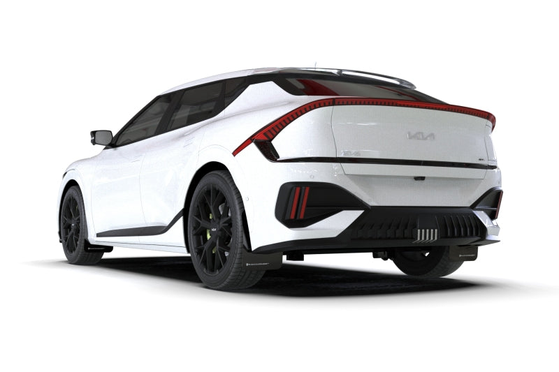 Rally Armor MF151-UR-BLK-WH - RALMF151-UR-BLK-WH - Rally Armor 25-26 Kia EV6 Base Light/GT/GT-Line Black Mud Flap - White Logo - Shipped in Europe - Tuningsupply.com