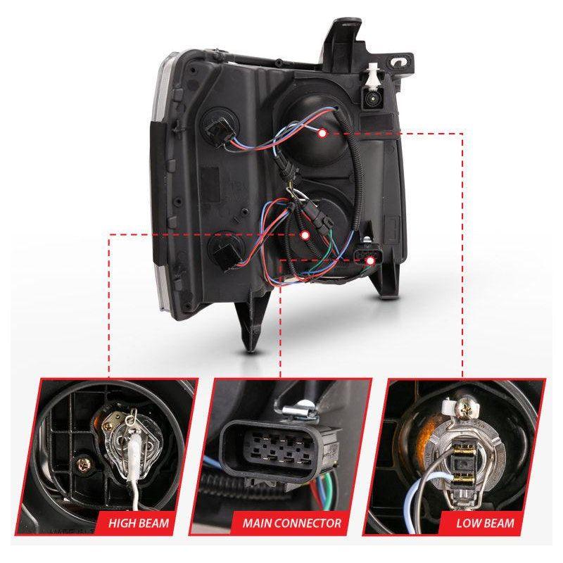 ANZO 111480 - ANZ111480 - ANZO 07-13 Chevrolet Silverado 3500 Projector Headlights - Black Amber - Shipped in Europe - Tuningsupply.com