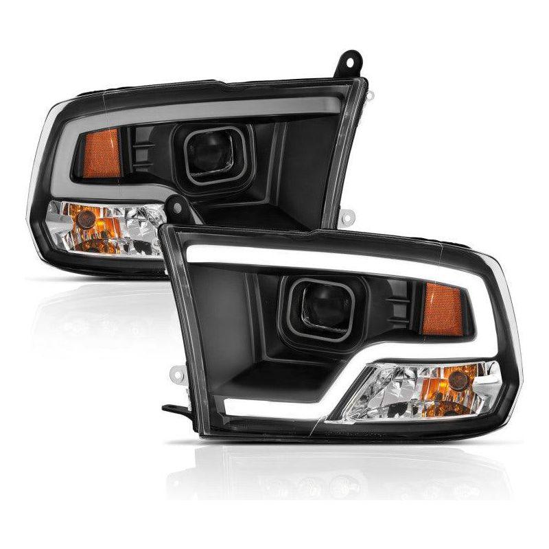 ANZO 111404 - ANZ111404 - ANZO 09-18 Dodge Ram 1500 Plank Style Projector Headlights Black w/ Halo - Shipped in Europe - Tuningsupply.com