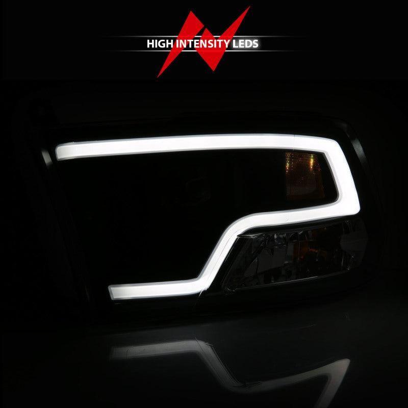 ANZO 111404 - ANZ111404 - ANZO 09-18 Dodge Ram 1500 Plank Style Projector Headlights Black w/ Halo - Shipped in Europe - Tuningsupply.com