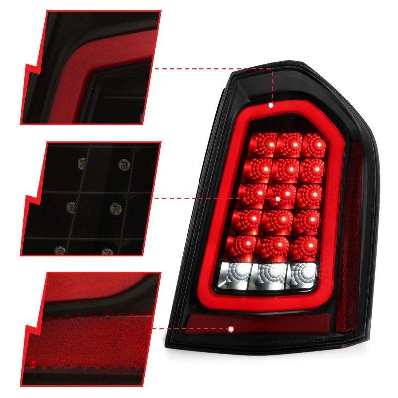 ANZO 321343 - ANZ321343 - ANZO 11-14 Chrysler 300 LED Taillights Black w/ Sequential - Shipped in Europe - Tuningsupply.com