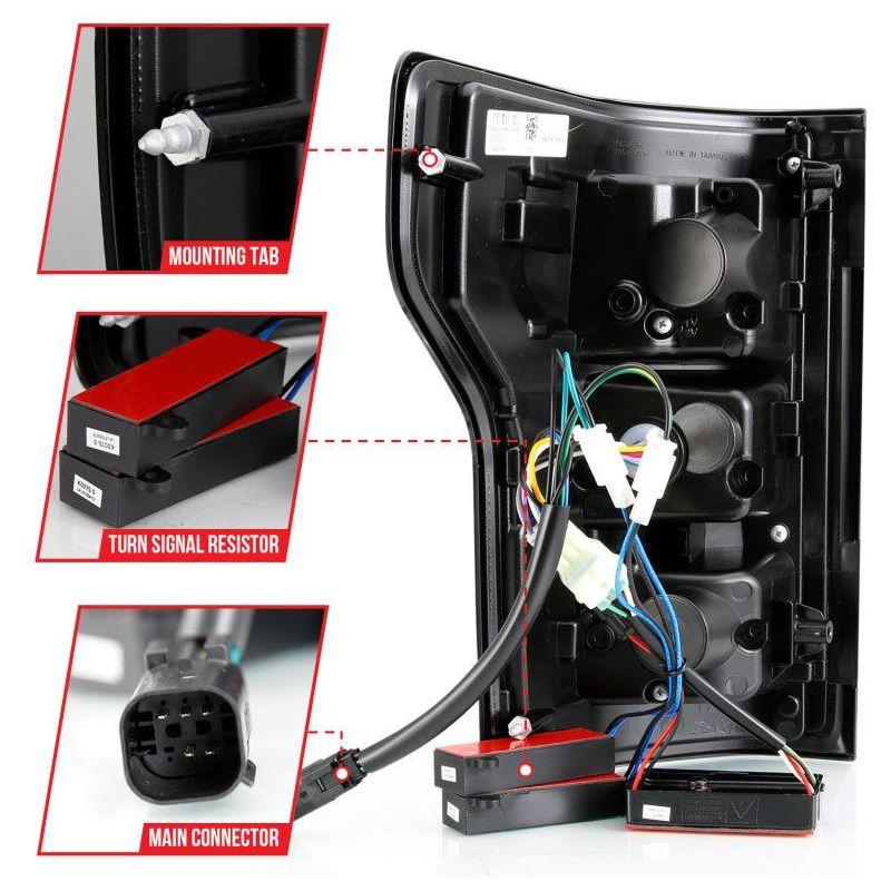 ANZO 311314 - ANZ311314 - ANZO 18-19 Ford F-150 LED Taillight Black Housing Clear Lens Red Light Bar W/Sequential - Shipped in Europe - Tuningsupply.com