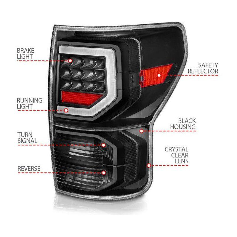 ANZO 311386 - ANZ311386 - ANZO 07-11 Toyota Tundra Full LED Taillights Black Housing Clear Lens G2 (w/C light Bars) - Shipped in Europe - Tuningsupply.com