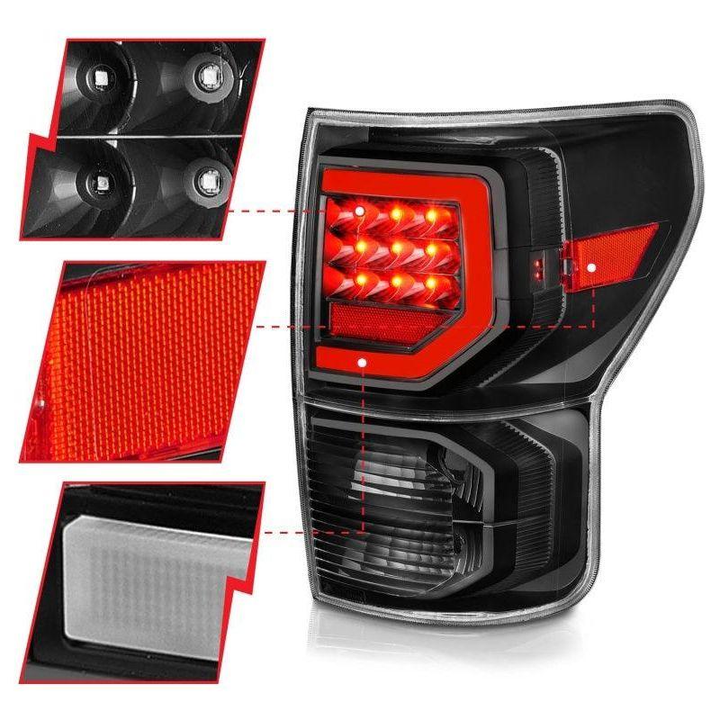 ANZO 311386 - ANZ311386 - ANZO 07-11 Toyota Tundra Full LED Taillights Black Housing Clear Lens G2 (w/C light Bars) - Shipped in Europe - Tuningsupply.com