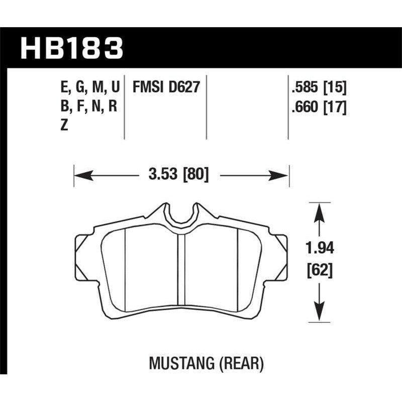 Hawk Performance KHB183G.585 - HAWKHB183G.585 - Hawk 01 Ford Mustang Bullitt / 94, 96-99, 01, 03-04 Cobra / 03-04 Mach 1 DTC-60 Race Rear Brake Pads - Shipped in Europe - Tuningsupply.com