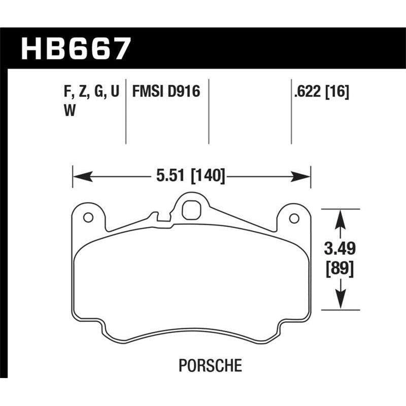 Hawk Performance KHB667G.622 - HAWKHB667G.622 - Hawk 02-05 Porsche 911 Carrera 4 Turbo Look/Carrera 4S Front DTC-60 Brake Pads - Shipped in Europe - Tuningsupply.com