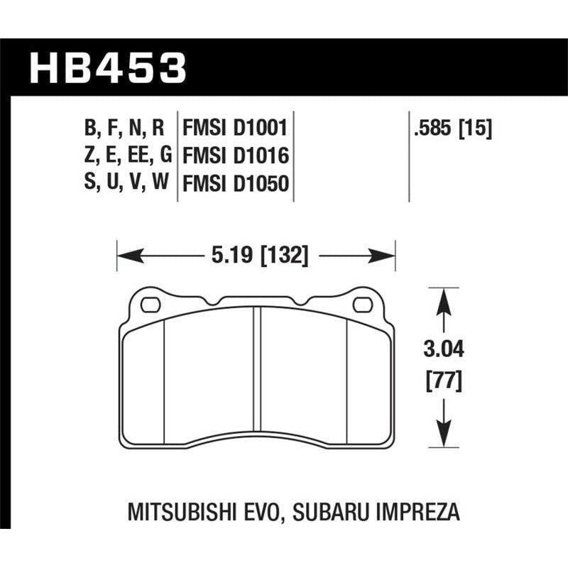 Hawk Performance KHB453G.585 - HAWKHB453G.585 - Hawk 03-06 Evo / 04-09 STi / 09-10 Genesis Coupe (Track Only) / 2010 Camaro SS DTC-60 Race Front Bra - Shipped in Europe - Tuningsupply.com
