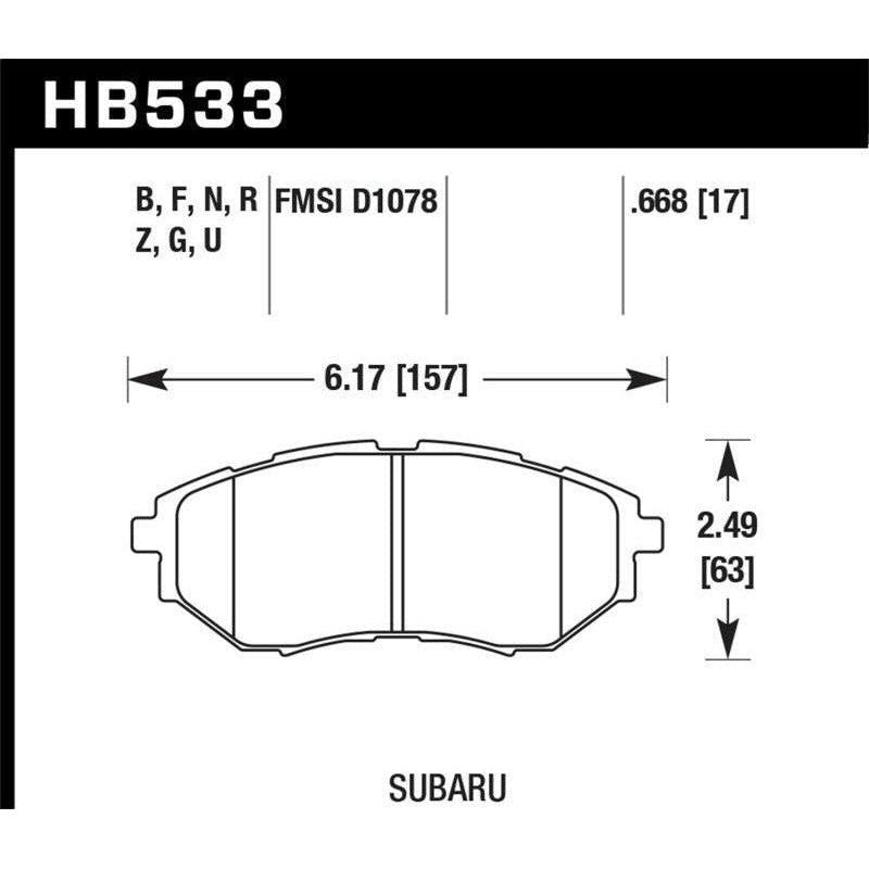 Hawk Performance KHB533N.668 - HAWKHB533N.668 - Hawk 05-08 LGT D1078 HP+ Street Front Brake Pads - Shipped in Europe - Tuningsupply.com