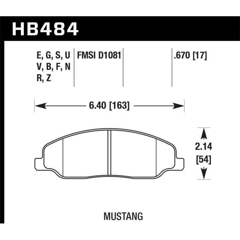 Hawk Performance KHB484N.670 - HAWKHB484N.670 - Hawk 05-10 Ford Mustang GT & V6 / 07-08 Shelby GT HP+ Street Front Brake Pads - Shipped in Europe - Tuningsupply.com