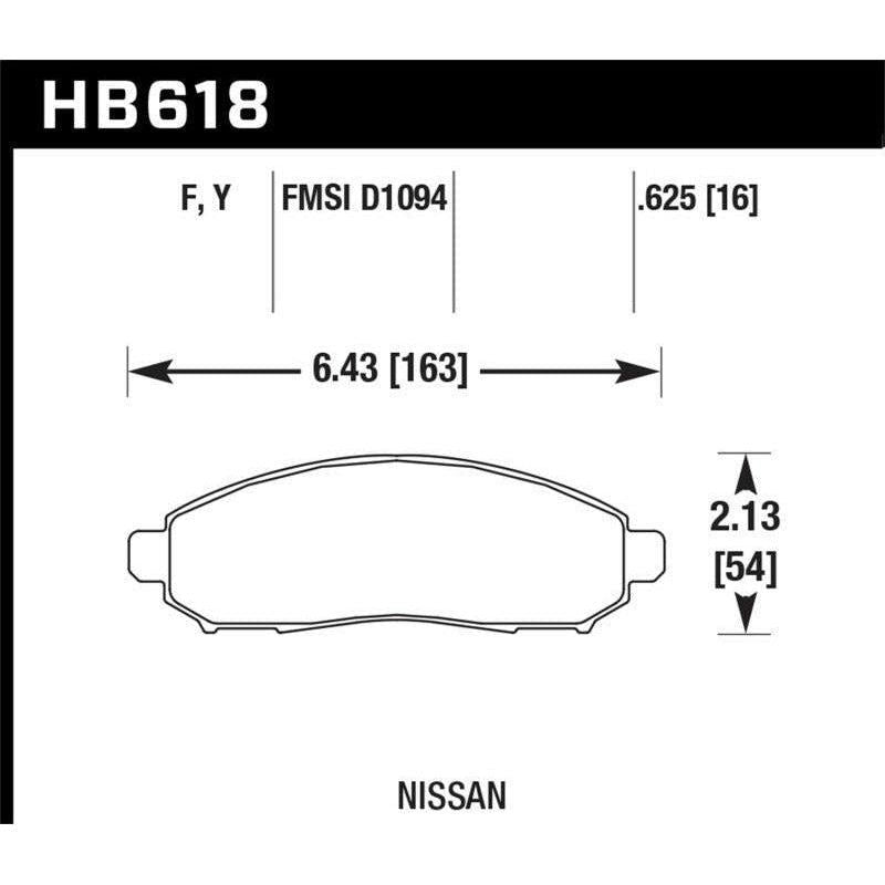 Hawk Performance KHB618Y.625 - HAWKHB618Y.625 - Hawk 05-10 Nissan Frontier / 05-07 Nissan Pathfinder / 09-10 Pathfinder 4.0L / 05-10 Nissan Xtrerra - Shipped in Europe - Tuningsupply.com