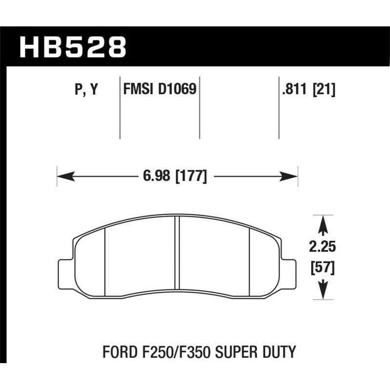 Hawk Performance KHB528P.811 - HAWKHB528P.811 - Hawk 05-11 Ford F250/F350 / 2011 Ford F550 Super Duty Street Front Brake Pads - Shipped in Europe - Tuningsupply.com