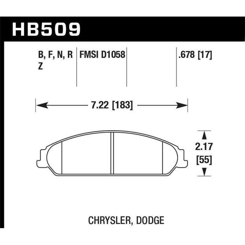 Hawk Performance KHB509Z.678 - HAWKHB509Z.678 - Hawk 05 Chrysler 300C w/ Perf. and HD Suspension Performance Ceramic Street Front Brake Pads - Shipped in Europe - Tuningsupply.com