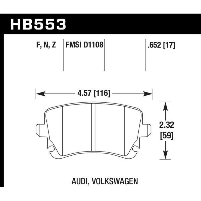 Hawk Performance KHB553F.652 - HAWKHB553F.652 - Hawk 06-07 Audi A6 Quattro / 03-04 RS6 / 04-08 S4 HPS Street Rear Brake Pads - Shipped in Europe - Tuningsupply.com
