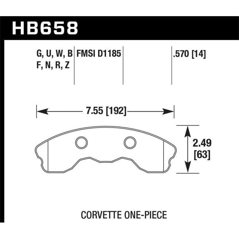 Hawk Performance KHB658Z.570 - HAWKHB658Z.570 - Hawk 06-10 Chevy Corvette (Improved Pad Design) Front Ceramic Sreet Brake Pads - Shipped in Europe - Tuningsupply.com