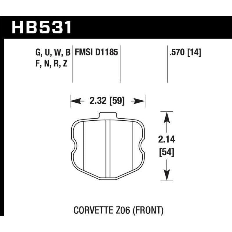 Hawk Performance KHB531F.570 - HAWKHB531F.570 - Hawk 06-10 Chevy Corvette (OEM Pad Design) Front HPS Sreet Brake Pads - Shipped in Europe - Tuningsupply.com