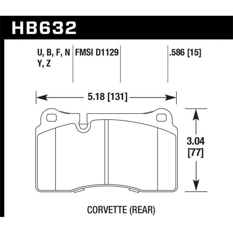 Hawk Performance KHB632Z.586 - HAWKHB632Z.586 - Hawk 06-10 VW Touareg Front / 09-11 Corvette Z06/ZR-1 (w/Carbon Ceramic Brake Package and Iron rotor - Shipped in Europe - Tuningsupply.com