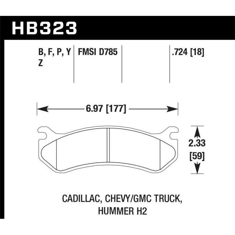 Hawk Performance KHB323P.724 - HAWKHB323P.724 - Hawk 06 Chevy Avalanche 2500 / GMC Truck / Hummer Super Duty Street Rear Brake Pads - Shipped in Europe - Tuningsupply.com