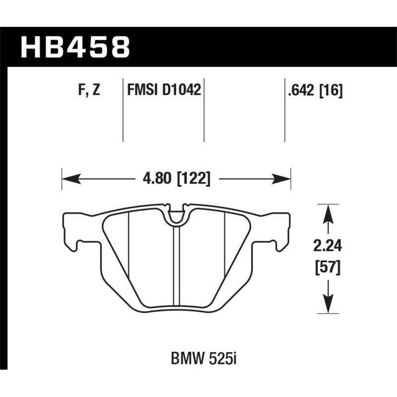 Hawk Performance KHB458Z.642 - HAWKHB458Z.642 - Hawk 07-08 BMW X5 3.0si / 09-13 X5 Xdrive / 10-13 X6 Xdrive Perf Ceramic Rear Street Brake Pads - Shipped in Europe - Tuningsupply.com