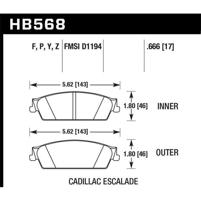 Hawk Performance KHB568Y.666 - HAWKHB568Y.666 - Hawk 07 Chevy Tahoe LTZ LTS Rear Brake Pads - Shipped in Europe - Tuningsupply.com