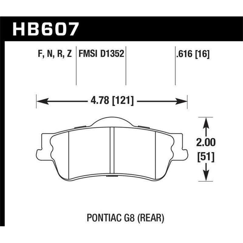 Hawk Performance KHB607F.616 - HAWKHB607F.616 - Hawk 08-09 Pontiac G8 3.6 Base/6.0 HPS Street Rear Brake Pads - Shipped in Europe - Tuningsupply.com