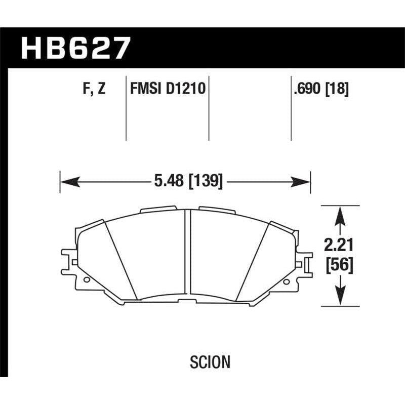Hawk Performance KHB627F.690 - HAWKHB627F.690 - Hawk 08-11 Scion xB / 08-10 Scion xD / 09-10 Toyota Corolla / 09-10 Matrix / 06-10 Rav4 / 10 Lexus H - Shipped in Europe - Tuningsupply.com