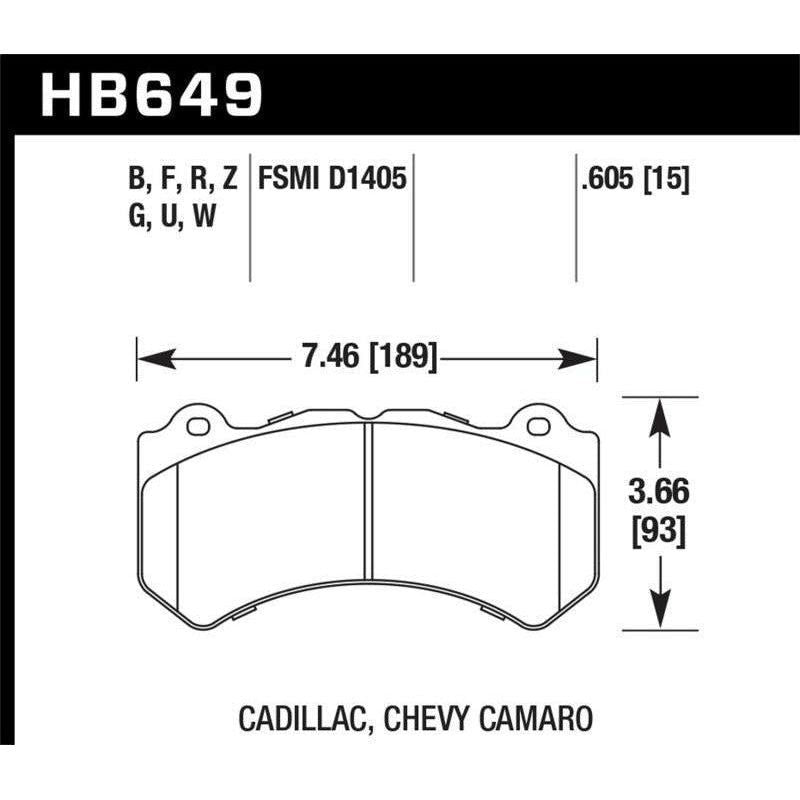 Hawk Performance KHB649G.605 - HAWKHB649G.605 - Hawk 08-12 Cadillac CTS-V / 12 Jeep Grand Cherokee (WK2) SRT8 DTC-60 Front Race Brake Pads - Shipped in Europe - Tuningsupply.com