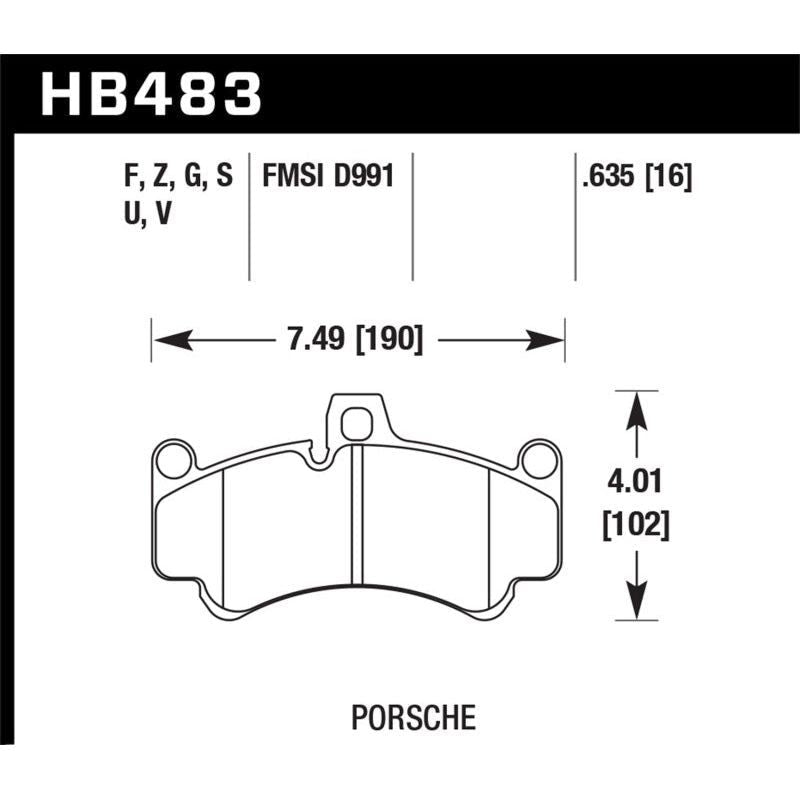 Hawk Performance KHB483Z.635 - HAWKHB483Z.635 - Hawk 08 Porsche 911 Targa 4/4S/03-05 911 GT2/04-08 GT3/07-08 Turbo PC Street Front Brake Pads - Shipped in Europe - Tuningsupply.com