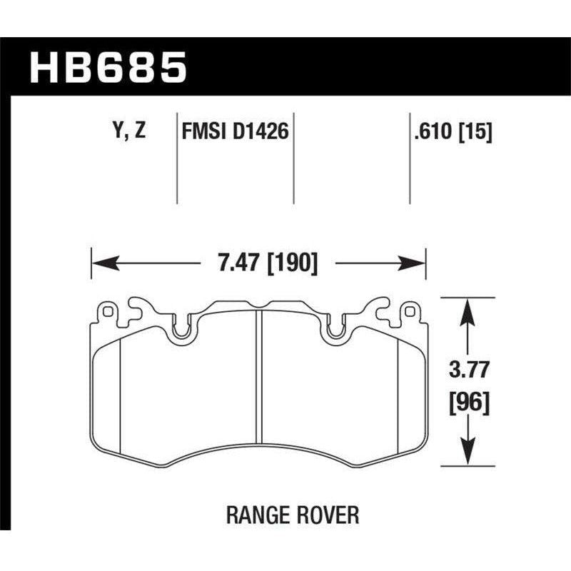 Hawk Performance KHB685Z.610 - HAWKHB685Z.610 - Hawk 10-11 Range Rover/Range Rover Sport Supercharged Performance Ceramic Street Front Brake Pads - Shipped in Europe - Tuningsupply.com