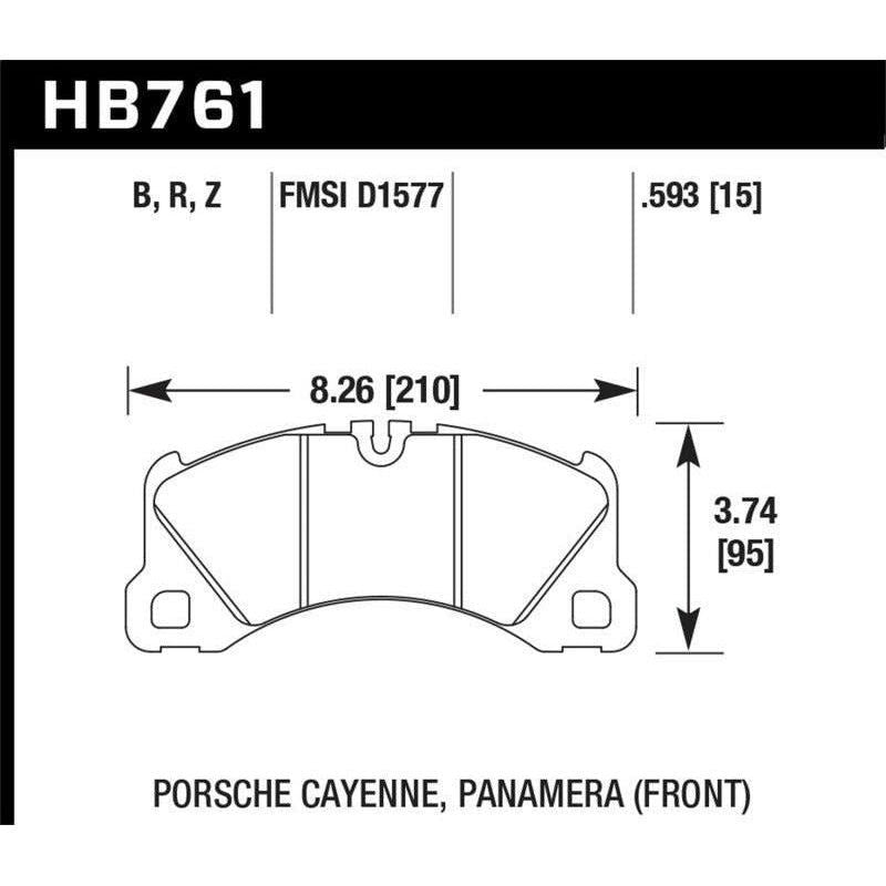 Hawk Performance KHB761Z.593 - HAWKHB761Z.593 - Hawk 10-13 Porsche Panamera / 12-15 Cayenne Performance Ceramic Luxury & Touring Front Brake Pad - Shipped in Europe - Tuningsupply.com
