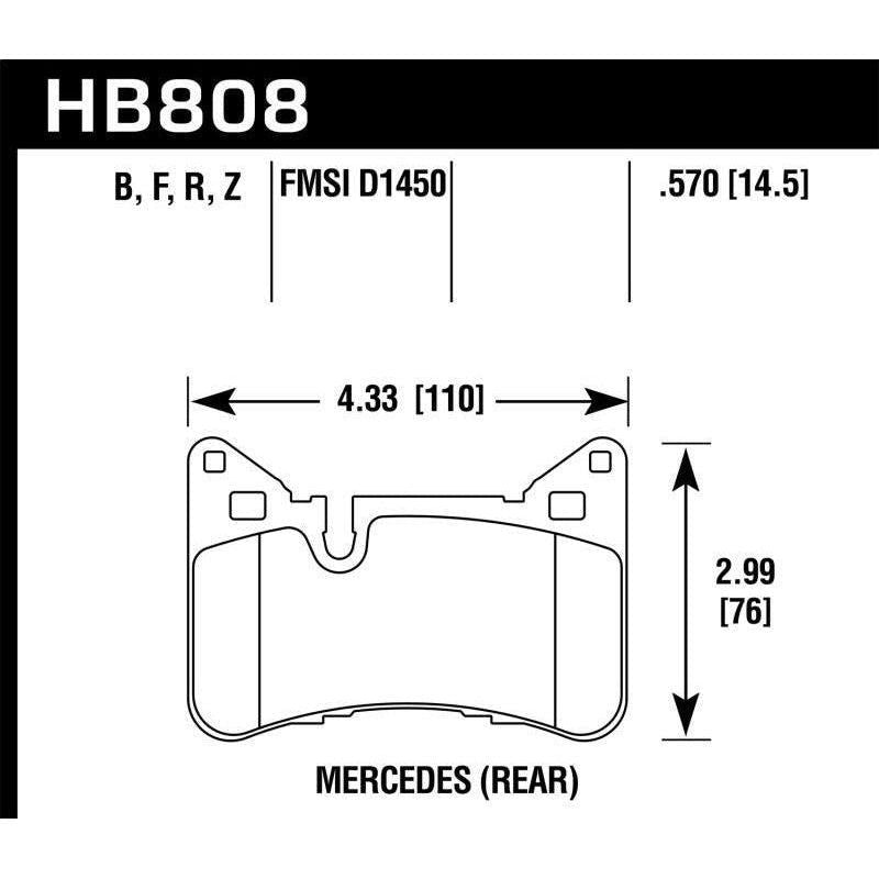 Hawk Performance KHB808Z.570 - HAWKHB808Z.570 - Hawk 10-15 Mercedes-Benz E63 AMG / 14-16 Mercedes-Benz E63 AMG S Ceramic Street Rear Brake Pads - Shipped in Europe - Tuningsupply.com