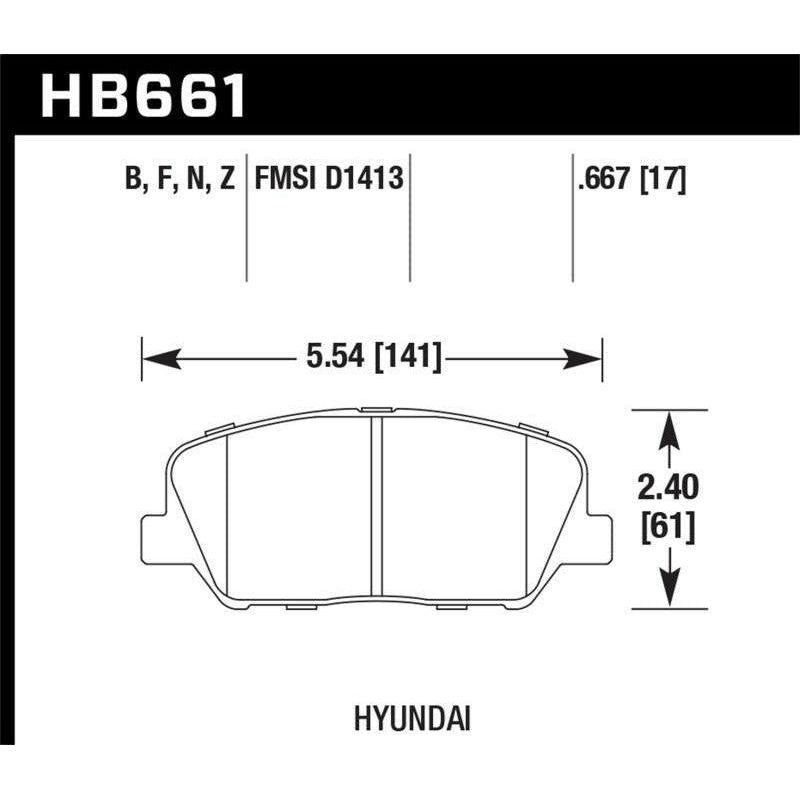 Hawk Performance KHB661F.667 - HAWKHB661F.667 - Hawk 10 Hyundai Genesis Coupe (w/o Brembo Breaks) HPS Street Front Brake Pads - Shipped in Europe - Tuningsupply.com