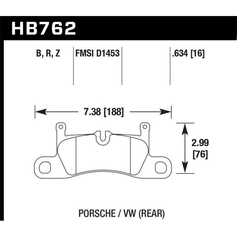 Hawk Performance KHB762Z.634 - HAWKHB762Z.634 - Hawk 11-17 Porsche Cayenne / 11-16 VW Touareg Performance Ceramic Street Rear Brake Pads - Shipped in Europe - Tuningsupply.com