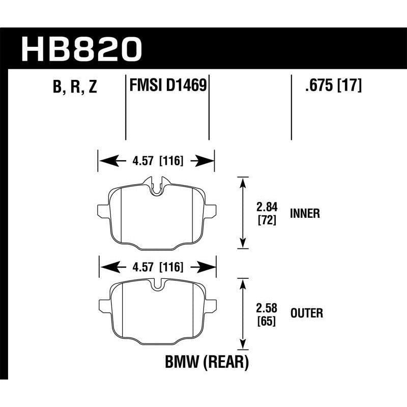 Hawk Performance KHB820Z.675 - HAWKHB820Z.675 - Hawk 12-17 BMW M6 / 14-17 BMW M6 Gran Coupe / 13-16 BMW M5 Performance Ceramic Rear Brake Pads - Shipped in Europe - Tuningsupply.com