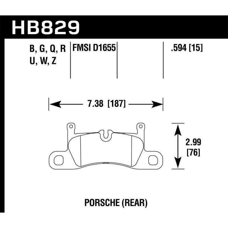 Hawk Performance KHB829Z.594 - HAWKHB829Z.594 - Hawk 12-17 Porsche 911 Performance Ceramic Street Rear Brake Pads - Shipped in Europe - Tuningsupply.com