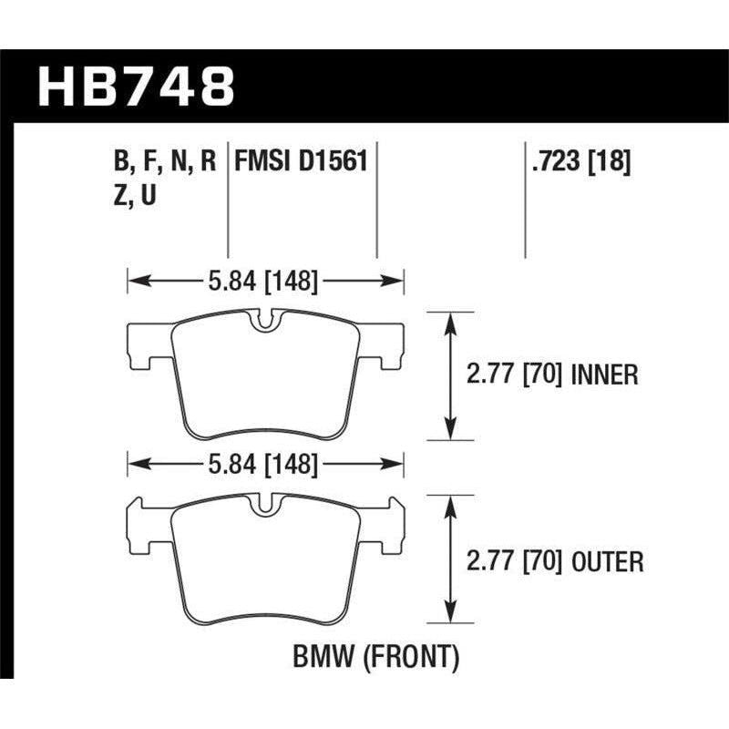 Hawk Performance KHB748B.723 - HAWKHB748B.723 - Hawk 13-14 BMW 328i/328i xDrive / 2014 428i/428i xDrive HPS 5.0 Front Brake Pads - Shipped in Europe - Tuningsupply.com