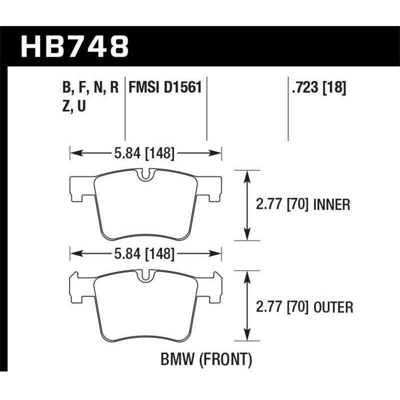 Hawk Performance KHB748F.723 - HAWKHB748F.723 - Hawk 13-14 BMW 328i/328i xDrive / 2014 428i/428i xDrive HPS Front Brake Pads - Shipped in Europe - Tuningsupply.com