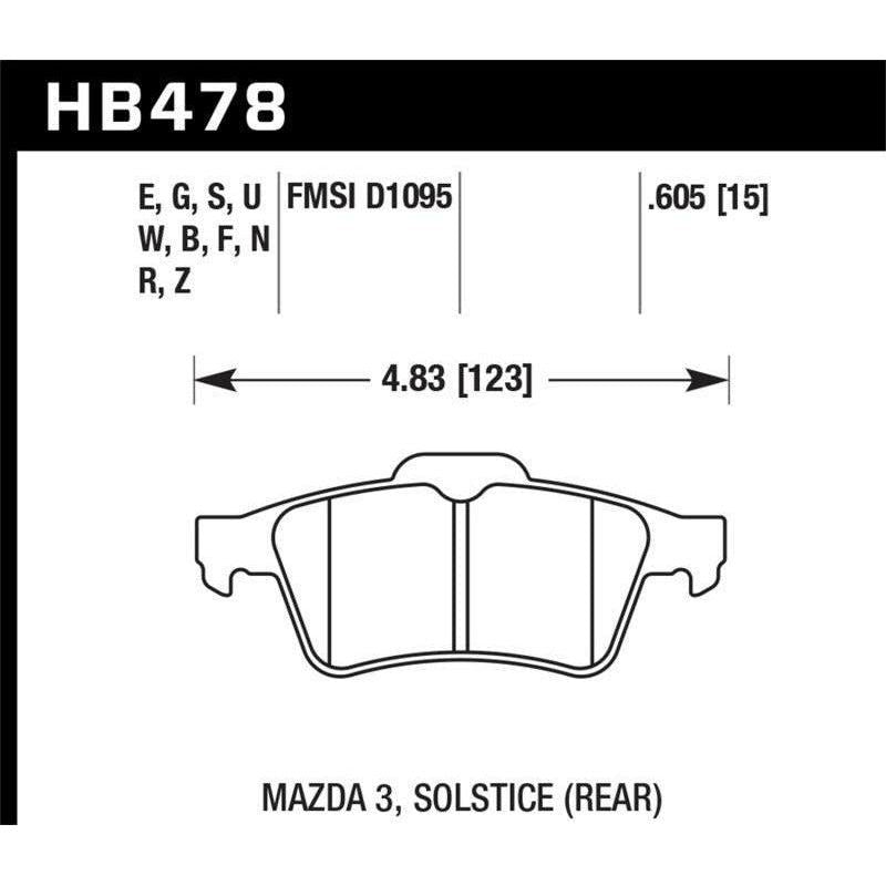 Hawk Performance KHB478W.605 - HAWKHB478W.605 - Hawk 13-14 Ford Focus ST / Mazda/ Volvo DTC-30 Race Rear Brake Pads - Shipped in Europe - Tuningsupply.com