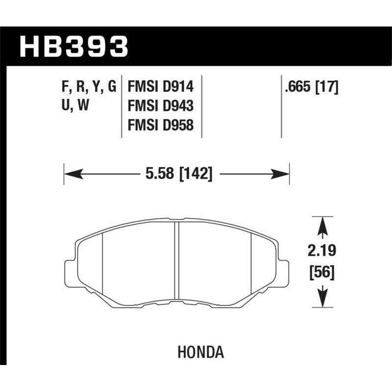 Hawk Performance KHB393G.665 - HAWKHB393G.665 - Hawk 13-15 Honda Civic Si DTC-60 Front Race Brake Pads - Shipped in Europe - Tuningsupply.com