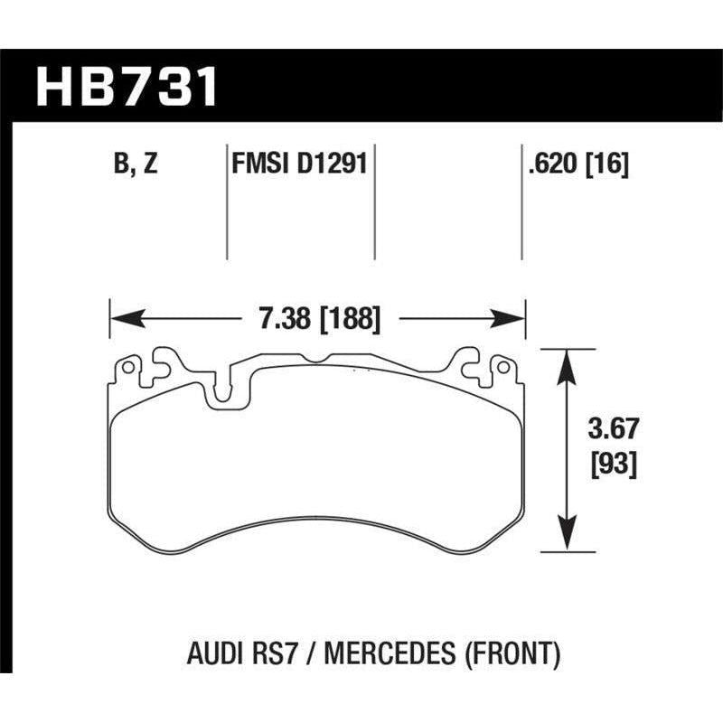 Hawk Performance KHB731Z.620 - HAWKHB731Z.620 - Hawk 13-16 Mercedes SL Class / 16-17 Audi RS7 Performance Ceramic Front Brake Pads - Shipped in Europe - Tuningsupply.com