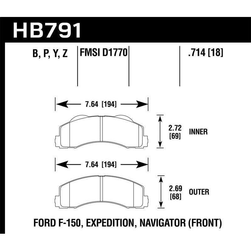 Hawk Performance KHB791Y.714 - HAWKHB791Y.714 - Hawk 14-16 Ford F-150 LTS Street Front Brake Pads - Shipped in Europe - Tuningsupply.com
