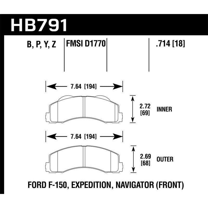 Hawk Performance KHB791Y.714 - HAWKHB791Y.714 - Hawk 14-16 Ford F-150 LTS Street Front Brake Pads - Shipped in Europe - Tuningsupply.com