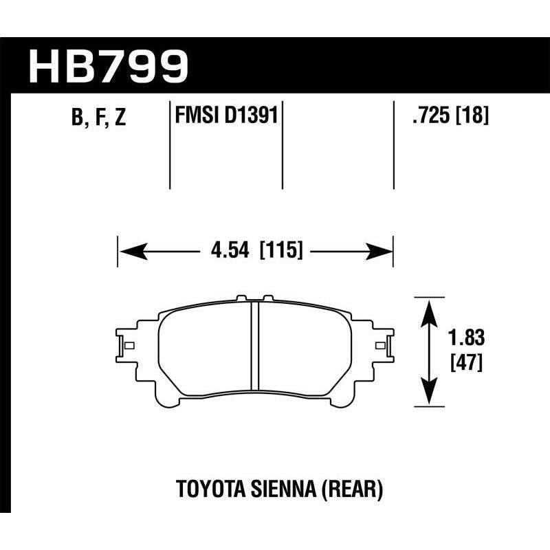 Hawk Performance KHB799Z.597 - HAWKHB799Z.597 - Hawk 14-16 Toyota Highlander Performance Ceramic Street Rear Brake Pads - Shipped in Europe - Tuningsupply.com