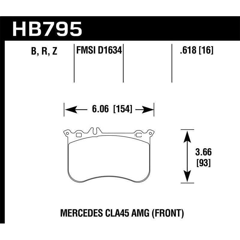 Hawk Performance KHB795B.618 - HAWKHB795B.618 - Hawk 14-17 Mercedes-Benz CLA 45 AMG/15-17 Mercedes-Benz GLA 45 AMG HPS 5.0 Front Brake Pads - Shipped in Europe - Tuningsupply.com