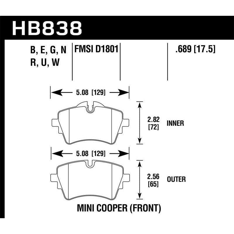 Hawk Performance KHB838B.689 - HAWKHB838B.689 - Hawk 14-17 Mini Cooper S HPS 5.0 Front Brake Pads - Shipped in Europe - Tuningsupply.com