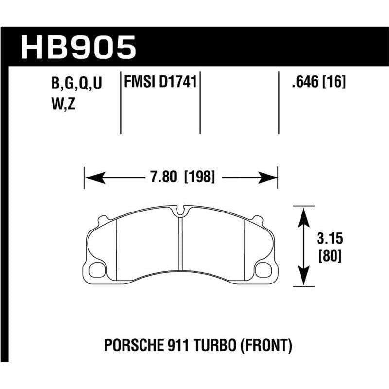 Hawk Performance KHB905Z.646 - HAWKHB905Z.646 - Hawk 14-18 Porsche 911 Performance Ceramic Street Front Brake Pads - Shipped in Europe - Tuningsupply.com