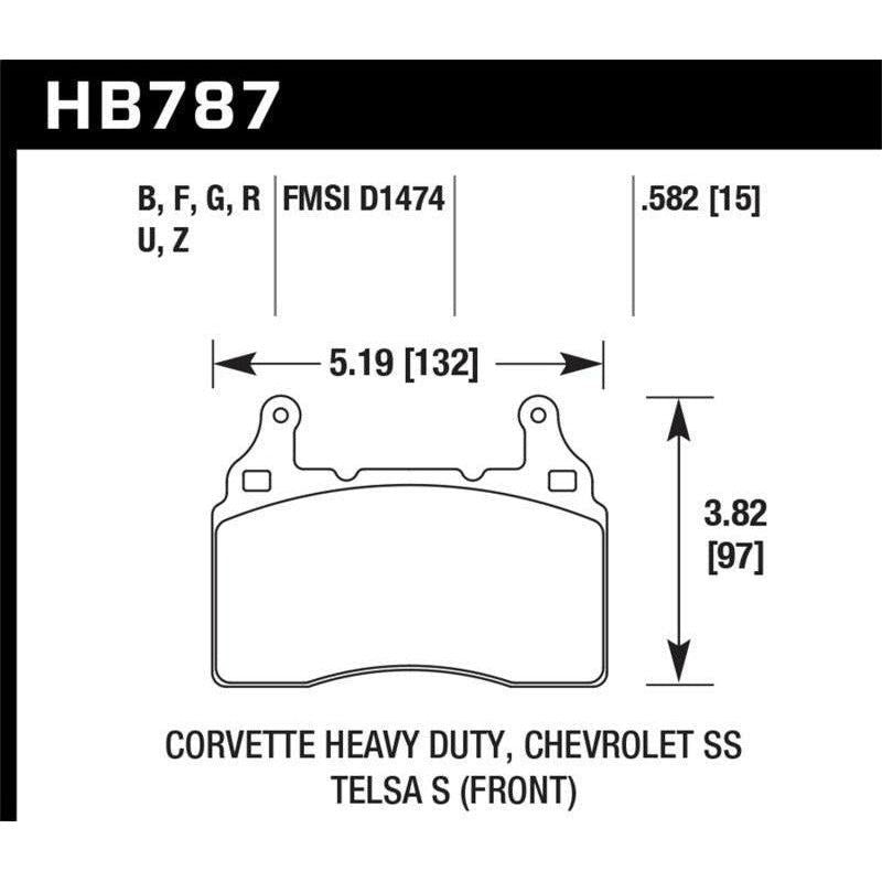 Hawk Performance KHB787B.582 - HAWKHB787B.582 - Hawk 15-17 Chevy Corvette Z06 HPS 5.0 Front Brake Pads - Shipped in Europe - Tuningsupply.com