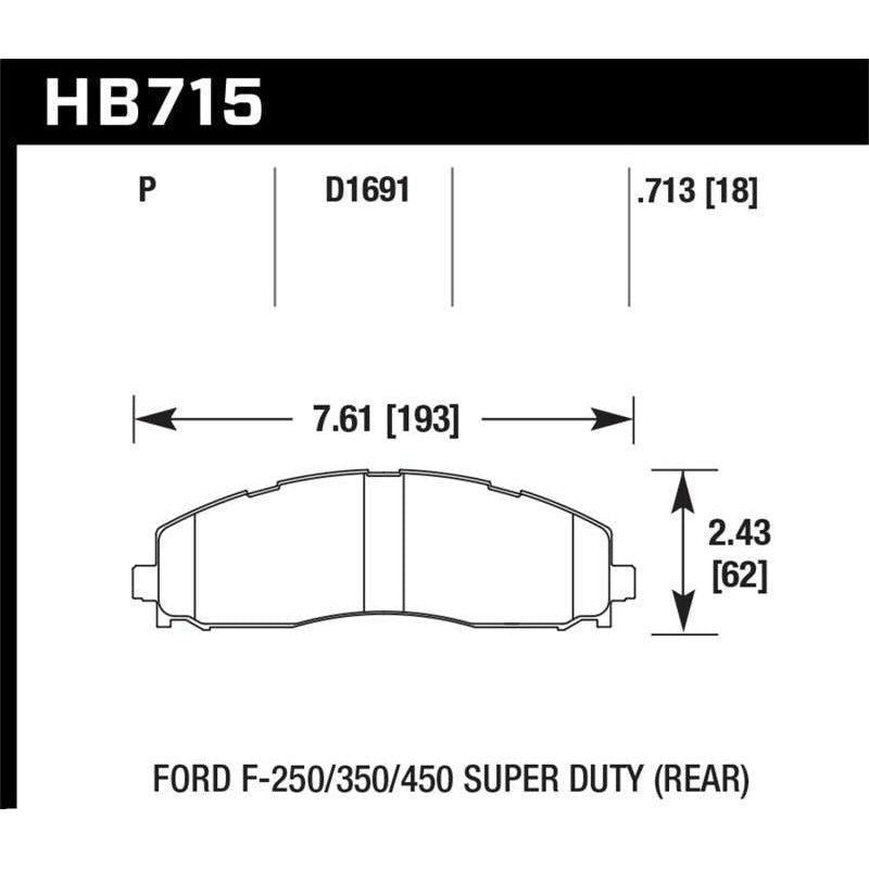 Hawk Performance KHB715Y.713 - HAWKHB715Y.713 - Hawk 15-17 Ford F-250/350 LTS Street Rear Brake Pads - Shipped in Europe - Tuningsupply.com